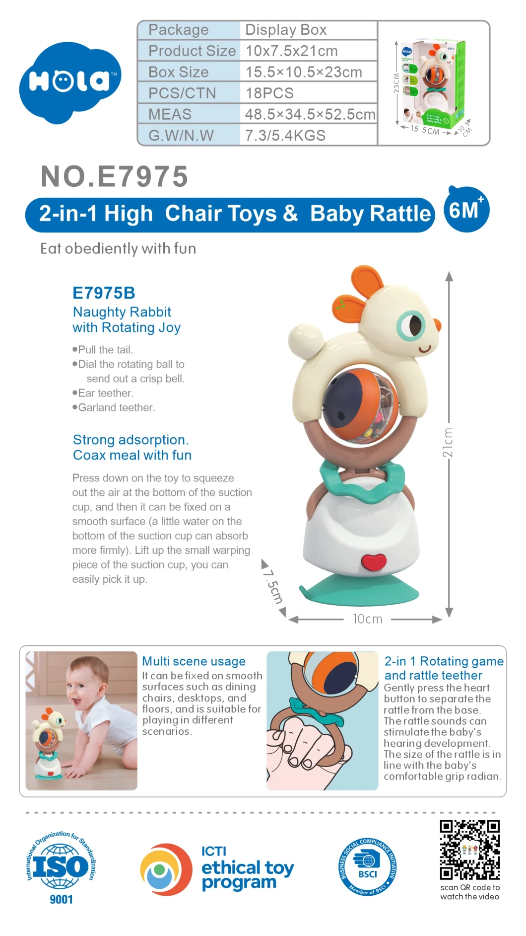 Factory Outlet Fidget Preschool Educational Plastic Toys 2-in-1 High Chair Toys &amp; Baby Rattle Baby Toys Price Baby Kids Children Toys