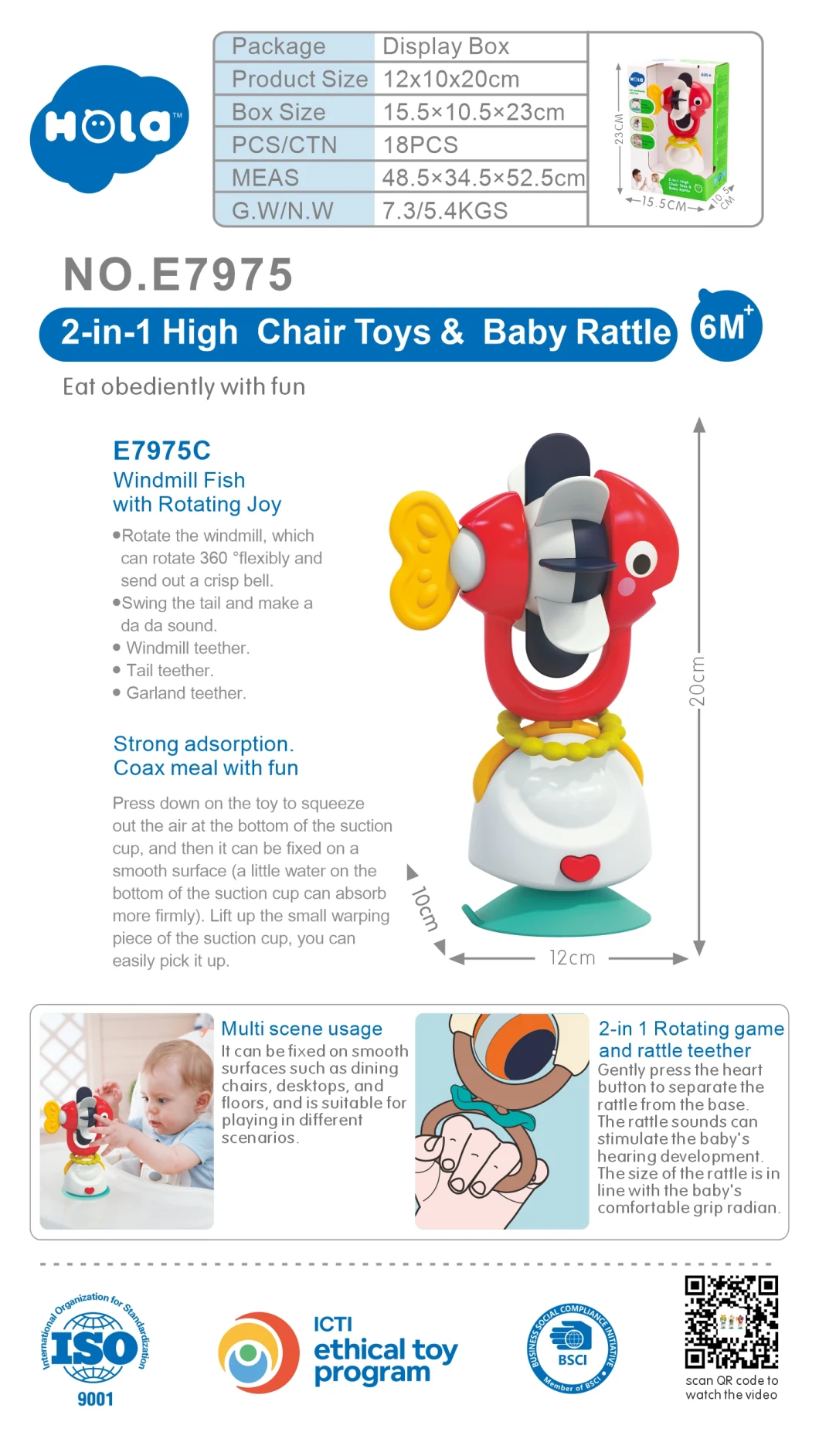 Factory Outlet Fidget Preschool Educational Plastic Toys 2-in-1 High Chair Toys &amp; Baby Rattle Baby Toys Price Baby Kids Children Toys