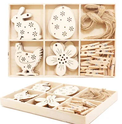 Hanging Wooden Star Crafts Home Decoration Ornaments Easter Holiday Gifts