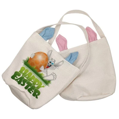 Wholesale Sublimation Easter Bucket Soft Long Rabbit Ears Bunny Eggs for Candy Gifts