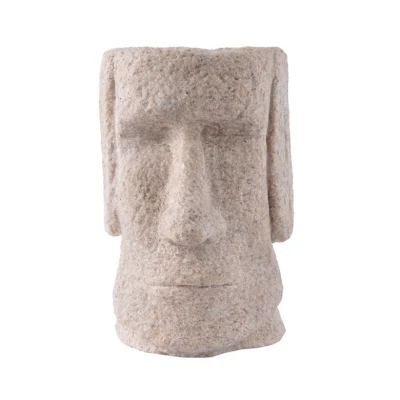 Vintage Sandstone Sculpture Easter Island Stone Statue Resin Pen Holder Ornaments Resin Desktop Crafts Home Decoration Gifts