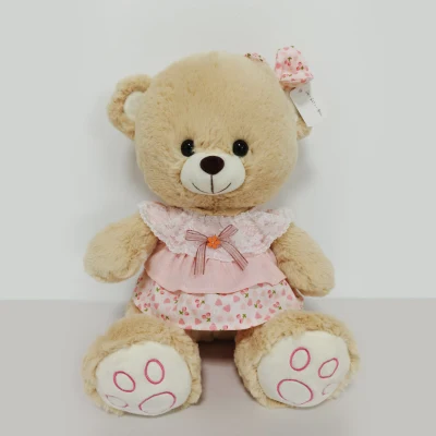 Soft Stuffed Plush Baby Toy Long Pile Fabric Bear with Embroidery