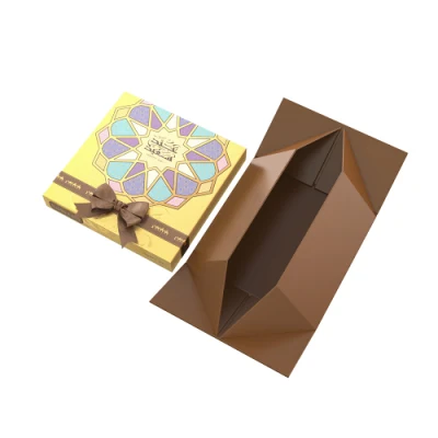 Customized Eid Ranmadan Folding Close Festival Gift with Bow Tie Hard Cardboard Paper Box