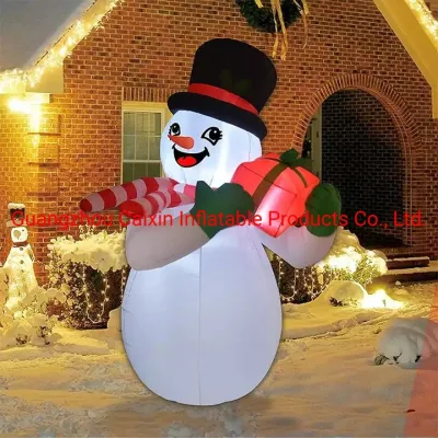 Factory Price 5 Foot Tall Snowman Inflatable Christmas with Gift Box Inflatable Decoration