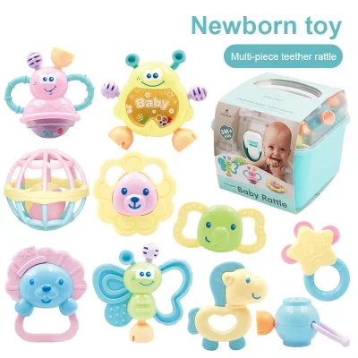 Baby Newborn Rattles Sets Teether Shaking Bell Hand Toy Baby Teether Sets Teether Gift Sets for Baby